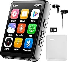 Cetoon 64GB MP3 Player Bluetooth - Portable Digital Music Player with Speaker, 2.4" Full Touch Screen MP3 Player FM Radio Recorder HiFi Sound Wired Earphones Included, Support up to 128GB