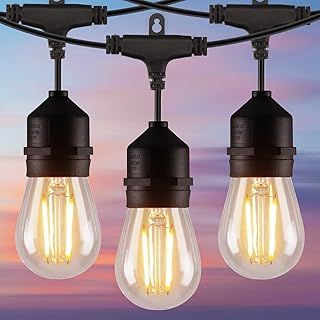 Brightown Outdoor String Lights Mains Powered, 14.6M LED Patio Lights with 15 Shatterproof Energy Saving Bulbs Connectable Weatherproof Garden Lights String for Patio Deck Backyard Garden Wedding