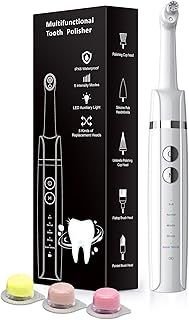 Tooth Polisher, Trueocity Plaque Remover Teeth whitening kit with 5 Modes for Plaque Stain Removal Yellow Teeth, Teeth Polisher Stain Remover with 5 Heads & 3 polishing Paste, Rechargeable