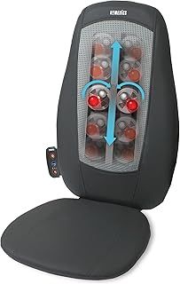 HoMedics Shiatsu Back and Shoulder Massager - Adjustable Massage Chair, Ease Stiffness / Tension with 3 Zone Settings, Relax Full, Upper + Lower Back Muscles, Roller, Vibration, Soothing Heat – Black