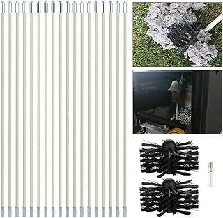 20 Pcs Chimney Cleaning Brush, Chimney Kit Sweeping Drain Set Chimney Brush Fireplace Cleaning Tools Kit for Duct Vent Cleaning Fireplace Flue, 18 Rods(410mm*100mm)+1 Brush Head+1 Hexagonal Rod