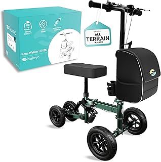 Helavo Knee Scooter with Puncture-Proof, Flat-Free Solid Rubber Tires - Foldable Knee Scooter for Broken Ankle, Foot or Lower Leg Injuries, Knee Rover