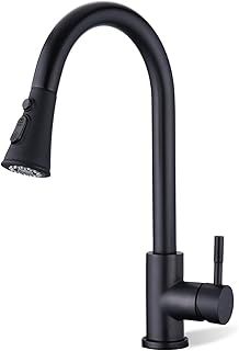 Kitchen Sink Taps - Kitchen Taps with Pull Out Spray, Single Handle Mixer Tap Kitchen Sink, Black Kitchen Tap 360° Swivel, Sink Taps for Kitchen with 3 Spray Modes for UK Standard Fittings
