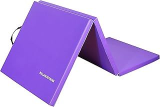 BalanceFrom Three Fold Folding Exercise Mat with Carrying Handles for MMA, Gymnastics and Home Gym Protective Flooring, 1.5-Inch Thick, 180x60cm/6x2ft, Purple