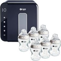 Tommee Tippee Ultra UV Steriliser, Dryer and Storage for Baby Bottles and Accessories,Black + Natural Start Anti-Colic Bottle with Slow Flow Breast-Like Teat, 260 ml, 0m+, Self-Sterilising, Pack of 6