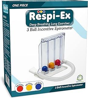 Respi-Ex Deep Breathing Lung Exerciser, 3 Ball Incentive Spirometer, Washable and Hygienic Breath Measurement System, Package with Hygienic Seal