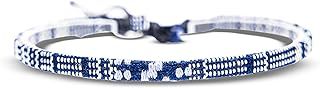 Made by Nami Surfer Beach Bracelet Men & Women - Braided Boho Summer Bracelets - Handmade Festival Jewellery - Waterproof & Adjustable - Ethnic Hippie Style (Blue-White)