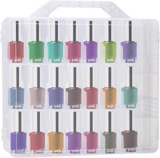 Queiting Nail Polish Organiser Case - 48 Bottle Clear Double Sided Universal Storage Box for Nail Varnish, Lipstick, Skincare & Makeup Organizing