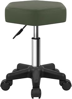 FURWOO Hexagon Rolling Stool with Wheels Height Adjustable Stool Chair for Salon Massage Home Kitchen Spa Stool Black