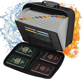 Fireproof Document Box, Waterproof and Fire Proof Document Bag,Portable Home Fire Safe Case with Lock for Money,Deed and Birth Certificate,Lockable Fireproof Folder Box File Organiser,A4