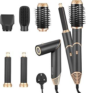 5 in 1 Hot Air Styler, Hair Dryer Brush for Hair Styling, Hot Air Brush Auto Hairstyler Hairdryer, [60000 RPM] High-Speed Ionic Hairdryer for Volumizing, Curling, Straightening, All Hair Types