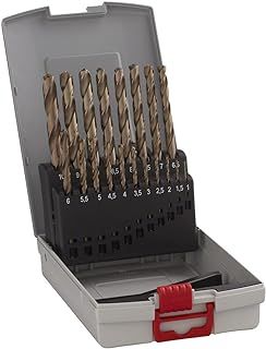 Bosch Professional 2608587014 19-Piece HSS-Cobalt ProBox Metal Drill Bit Set (for Stainless Steel, Accessories for Drill Drivers), Gold, 1mm-10mm