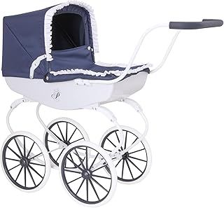 Bella Rosa Pram | Traditional Style Carriage Dolls Pram | Premium English Traditional Carriage Pushchair | Push Along Pram With White Wheels | Pushchair & Pram Toys For Kids Aged 3+ (Windsor)
