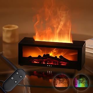 QKTYB Flame Diffuser for Home, 3D Fireplace Diffuser 7 Colorful Essential Oil Diffuser, Auto-Off Protection Fire Diffuser with Timer, Aroma Diffuser Electric, Aromatherapy Diffuser for Office Bedroom