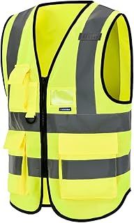 AYKRM 21 colors high Vis vest Zipper Front High Visibility vest Hi Vis Executive Vest Waistcoat with Phone & ID Pockets