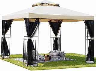 Grand patio Garden Gazebo 4×3M Event Shelter with Side Netting Sun Shade Heavy Duty Outdoor Canopy for BBQ Event Party - Gray