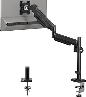 BONTEC Adjustable Single Monitor mount for 13 to 34 screens, Ergonomic Gas Spring Arm Stand with pole, weight capacity 9 kg, VESA 75/100 mm