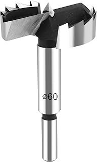 HPHOPE 60mm Forstner Bit, Forstner Drill Bit 60mm for Wood, Round Shank Drill