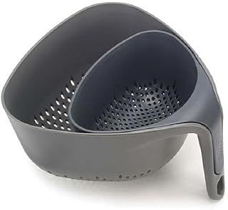 Joseph Joseph Nest Set of 2 Colanders, food strainer, space saving, stackable - Grey, 12