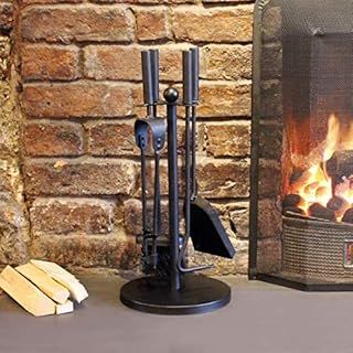 Homezone® Fireplace Companion Set Brush Shovel Tongs Poker Full Set for Fireplace Steel Accessories Fireside Accessories