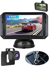 【Upgraded】5 inch AHD 1080P Reversing Camera Kit Car Reverse Camera Kit IP68 Waterproof Rear View Camera Super Night Vision for Vans Cars Trucks Two Types of Installation DIY Parking Guide Line