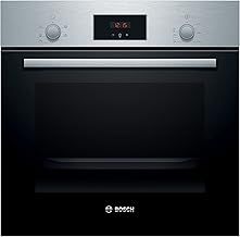 Bosch Serie 2 HHF113BR0B Stainless Steel Single Electric Oven with A Energy Efficiency, 66 Litre Capacity, Electronic Clock Timer And Enamel Interior