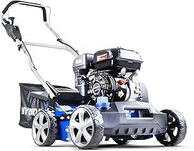 Hyundai 212cc Petrol Lawn Scarifier and Aerator, 400mm Cutting Width, 5 Cutting Heights, 45L Grass Bag, Soft Grip Foldable Handle with 3 Year Warranty
