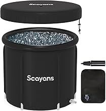 Ice Bath Tub Outdoor with Lid: 320L Cold Water Therapy Tub with Flush Seat Cushion for Recovery
