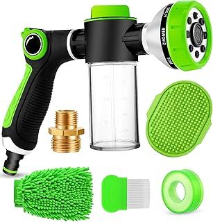 2-in-1 Pup Jet Dog Wash Hose Attachment with Soap Dispenser, 8 Sprayer Modes, Ideal for Car Wash and Pet Shower