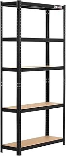 Rhino Racking – 5 Tier Heavy Duty Garage Shelving Unit – Black Storage Shelves – 180x90x30cm – 200kg Load Weight Per Shelf – 1000kg Per Unit – Shed Shelving