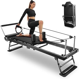ONETWOFIT Pilates Reformer Machine,Foldable Pilates Reformer Core Bed Equipment Machine for Home Gym Women Yoga Workout Indoor Pilates Exercise Equipment Training Weight
