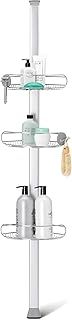 simplehuman Medium Tension Shower Caddy, Telescopic Corner Bathroom Shelf Storage Organiser, Extends 1.5m to 2.4m, Easy to Install, No Drilling, Rustproof, Adjustable Shelves, BT1109DC