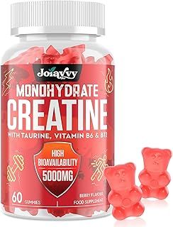 Creatine Monohydrate Gummies 5000mg Per Serving for Men & Women, Enhanced with Taurine & Vitamin B6, Pre -Workout Supplement for Muscle Growth, Strength & Recovery, Berry Flavor, 60 Vegan Gummies