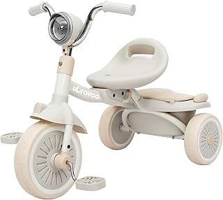 UBRAVOO Baby Tricycle, Foldable Toddler Trike with Pedals, Cool Lights, Durable Wheels and Comfortable Seat, Baby First Walker Trike for 1-5 Years Old Girls, Boys (White)