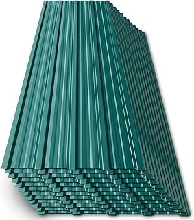 12 Pieces Waterproof Corrugated Roofing Sheets, 115x45 cm Metal Roofing Covers, Galvanised Steel Roof Panels for Storage Shed Garage Canopy Greenhouse Replacing, Dark Green