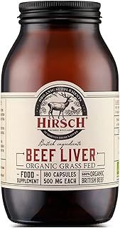Hirsch Organic UK Grass Fed Beef Liver Supplement - Soil Association Certified 100% Organic and Glyphosate Free & Vitamin & Mineral 3rd Party Tested