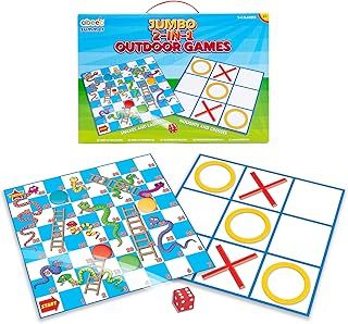 Jumbo 2 in 1 Outdoor Games - Snakes and Ladders Game for Kids and Noughts and Crosses - Giant Games for Garden - Fun Garden Games for Children - Summer Giant Lawn Games