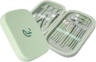 CAELYN & FRANCIS 18Pcs Manicure Set, Professional Stainless Steel Nail Care Tools, Portable Grooming Kit for Travel and Home, Ideal Nail Clippers, Gift for Men Women Friends and Parents (Mint Green)