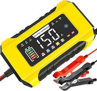 15Amp Car Battery Charger & Maintainer, 12V/15A & 24V/8A Automatic Trickle Charger for AGM, Gel, Wet, LiFePO4, Lead Acid Batteries, UK Plug – Battery Reconditioning & Charging Unit