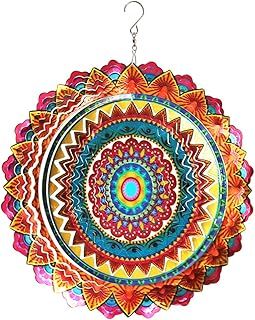 FONMY Stainless Steel Wind Spinner Worth Gift Indoor Outdoor Garden Decoration Crafts Ornaments 12 inch Multi Color Mandala Wind Spinners