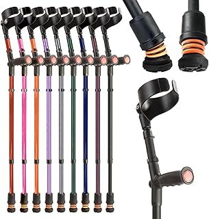 Flexyfoot Shock Absorbing Soft Grip Double Adjustable Crutch - Improves Safety, Improves Grip, Reduces Shocks & Jarring – Single - Black