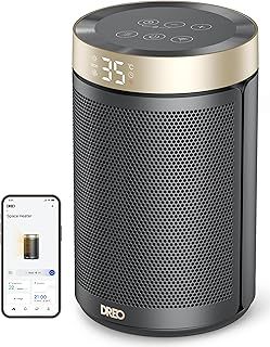 Dreo Smart Electric Space Heater, 1500W Portable Ceramic Heaters for Home, Low energy, Silent Room Heater with Thermostat, 3 Modes 12H Timer, Overheat & Tip Over Protection, Works with Alexa