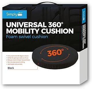 Simply SSC001 Universal 360 Degree Rotating Car Chair Foam Swivel Seat Cushion, Black