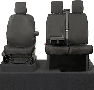 To Fit Ford Transit Custom Seat Covers (2013-2023) Tailored Heavy Duty Waterproof (Single/Double WITH Pull Down Tray) Black - SC102B