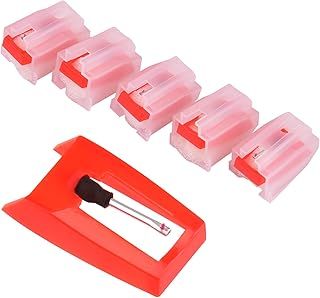 5 Pack Record Player Needle, Universal Compatibility Turntable Stylus Replacement Needle Diamond Vinyl Record Player Accessories for Crosley Victrola ION Jenson LP Phonograph Red