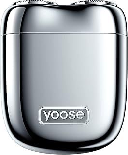 yoose Mini Shaver, Portable Alloy Electric Razor for Men IPX7 Waterproof, Cordless USB-C Rechargeable Electric Razor for Home or Travel with Battery Indicator, Silver