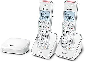 Geemarc Liberty 200 Twin - Home Telephones with Extra Small DECT Base - Amplified Cordless Handsets to Be Placed Anywhere in the House