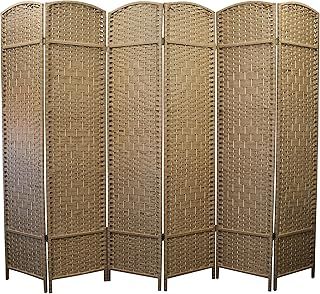 Folding Paravent 6 Panel Divider Screen, Freestanding Partition Wall Panel Privacy Furniture for Living Room, Bedroom and Office (Natural)