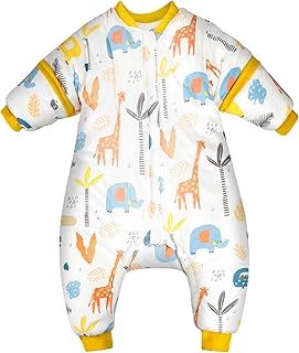 MOEMOE BABY Sleeping Bag with Legs Winter Toddler Sleep Bag with Feet 3.5 TOG Thicken Sleep Sack with Feet Cotton Wearable Blanket,Giraffes,S,Length 70cm/6-12 Month