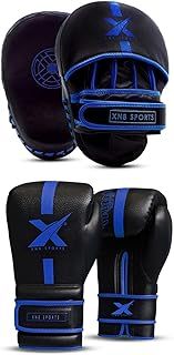 XN8 Boxing Gloves and Pads Set,Fitness Matte Black, Punching Focus Mitts,Karate Sparring MMA Martial Arts Muay Thai Kickboxing for Men Women, Hook and loop Jab Hand Target Strike Shield